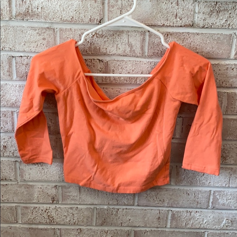 Hollister coral off the shoulder crop top